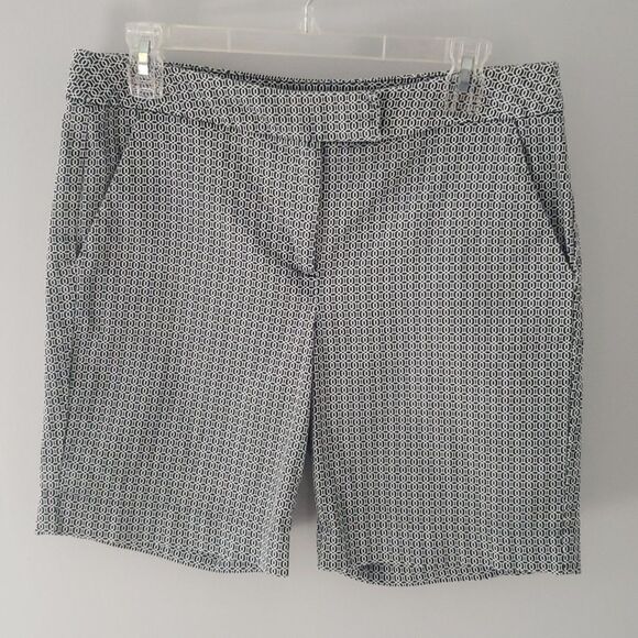 Kenar Shorts Womens sz 8 Tailored Geometric Print Black & White Chino - Picture 1 of 6
